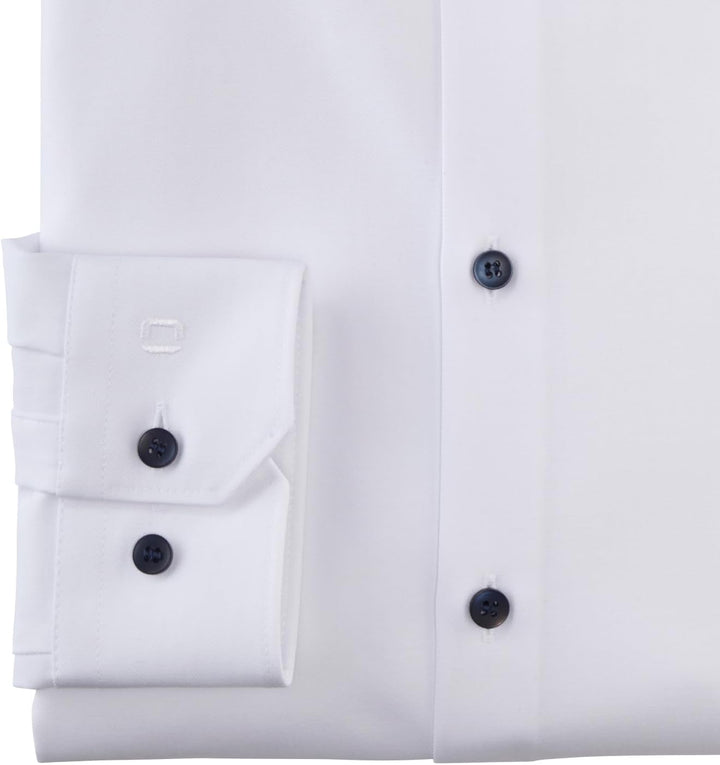 OLYMP Herren Businesshemd Langarm No. Six 24/Seven,Twill,super Slim,Modern Kent 43 Weiss 00, 43 Weis