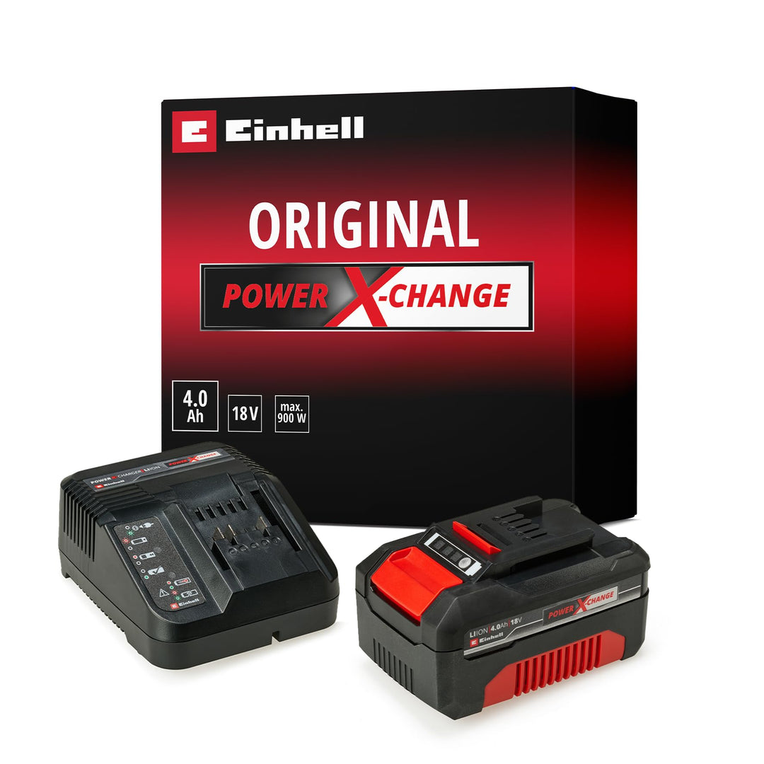 Original Einhell Starter Kit 4,0 Ah Akku und Ladegerät Power X-Change (Li-Ion, 18 V, 75 min Ladezeit