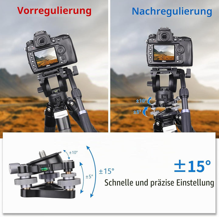 Dreibein-Nivellier-Basis ∅85 mm, Kamera-Nivelliermaschine, Aluminium, verstellbare Statikopfplatte -