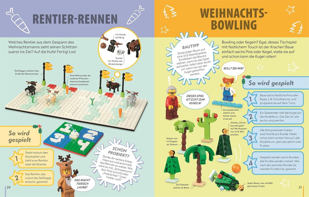 LEGO® Weihnachten Das Spielebuch: 55 festliche Brettspiele, Rätsel, Puzzle, Bauduelle – inkl. 60 wei
