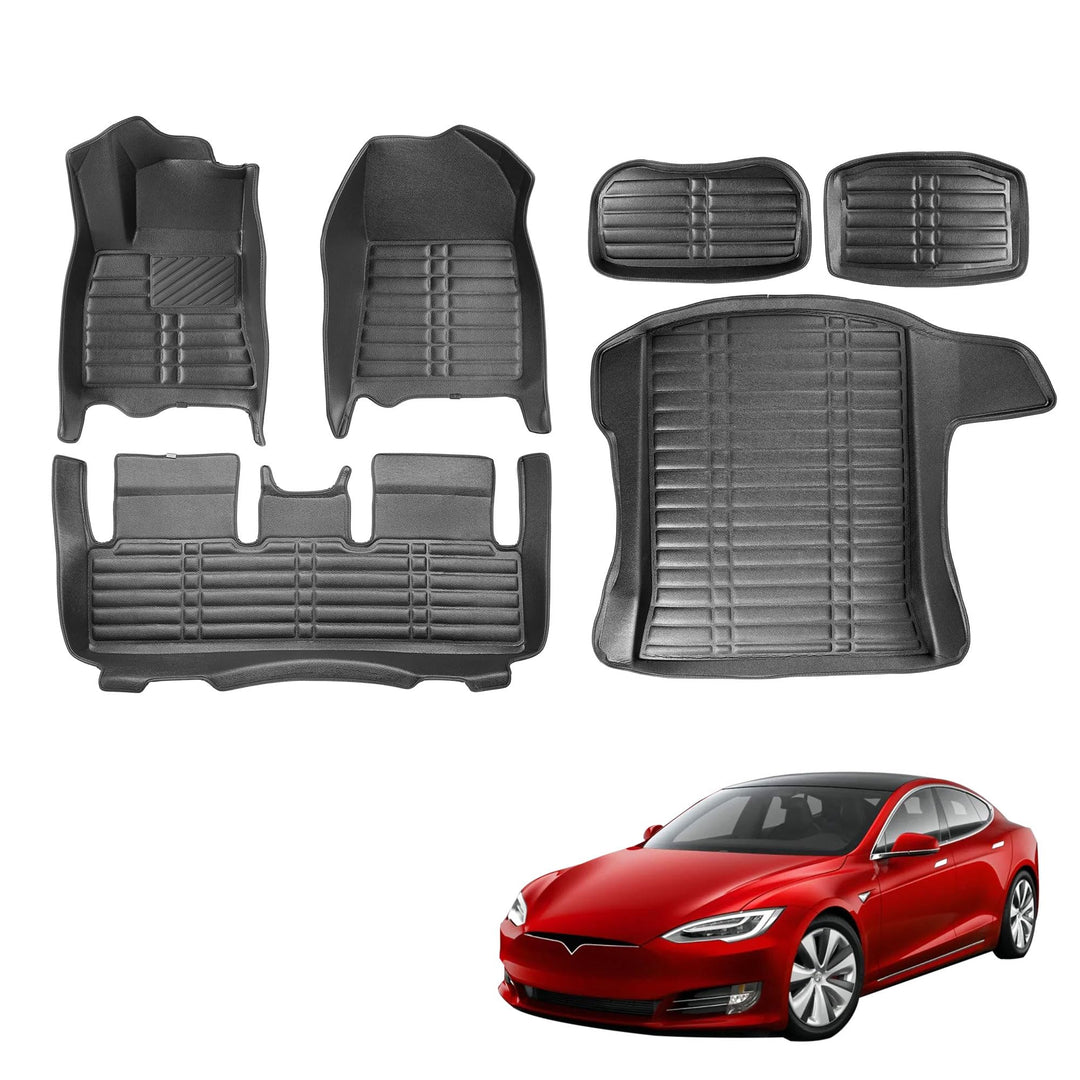 fussmattenprofi.com 5D Premium Leder Fussmatten Für Tesla Model 3 ab 2017 I Inklusive vorderer und h
