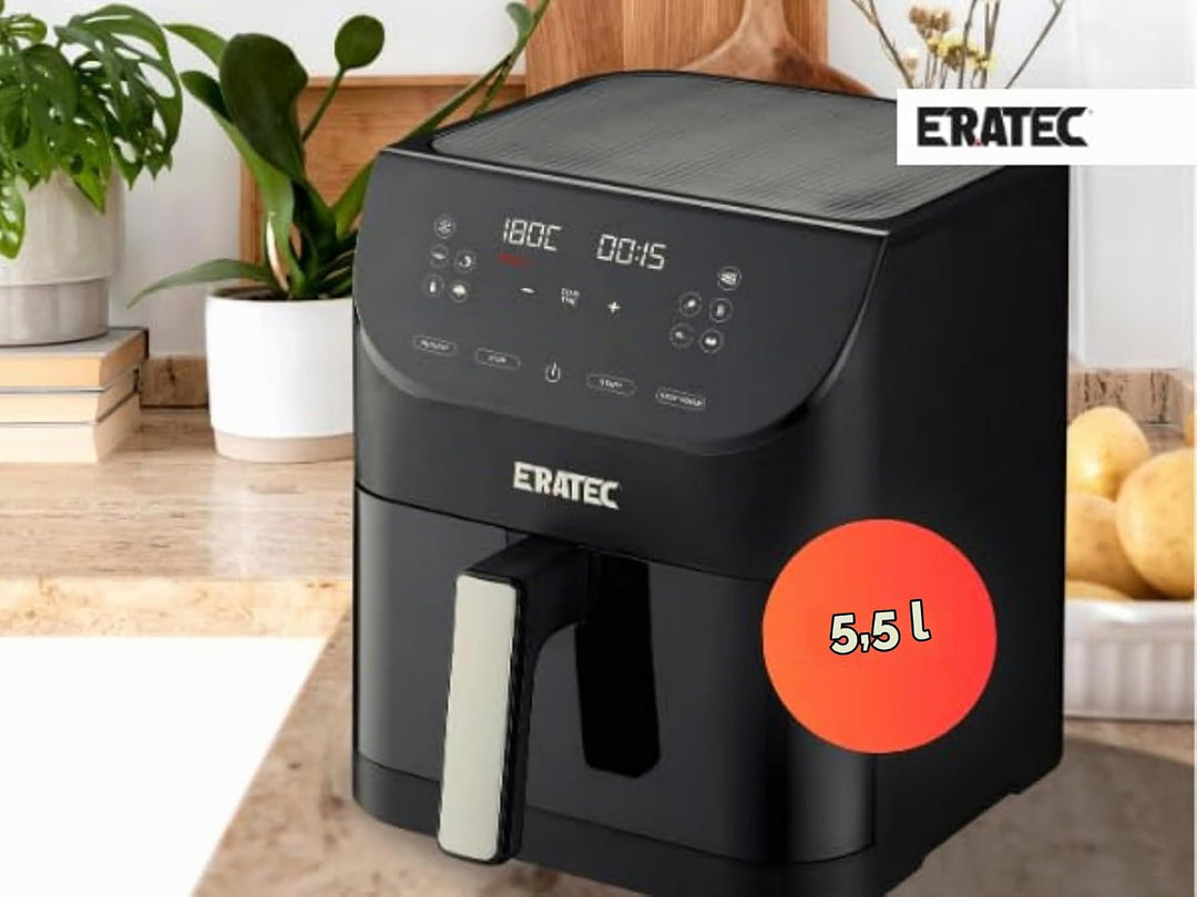 ERATEC AF-60 Heissluftfritteuse XXL 5,5L 1500W Air Fryer ohne Öl Heisluftfritöse mit LED Touchscreen