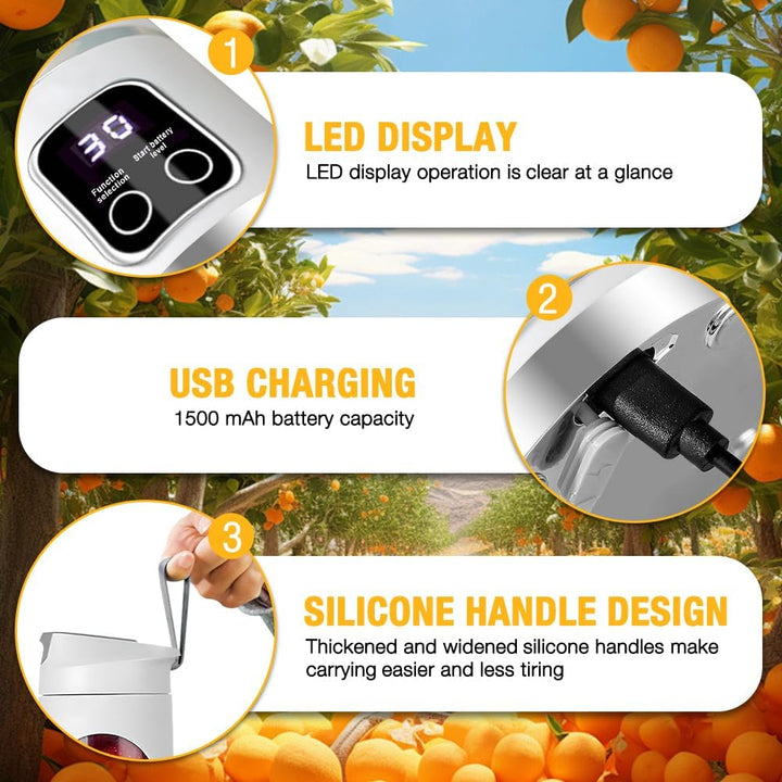 Mixer Smoothie Maker To Go, 450ML Tragbarer Mixer, 1500mAh Portable Blender mit LED 12 Klingen, Mini