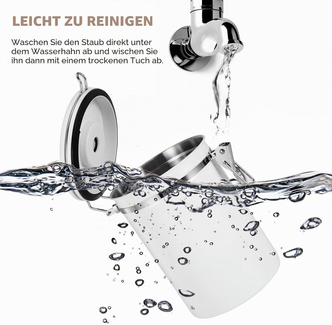 ZONJIE Kaffeekanister luftdicht, 2.8L Kaffeebohnenbehälter aus Edelstahl, 1 kg Bohnen Vakuum-Kaffeed