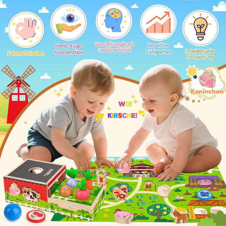 Montessori Spielzeug ab 1 2 3 Jahr | Holz Kinderspielzeug ab 1 Jahre | Motorik Steckspiel für 1-3 jä