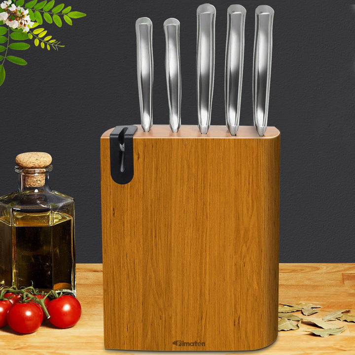 Messerblock Set - Fimaten 6-teilig Messerset mit Block - Messerblöcke aus Holz - Profi Edelstahl Küc