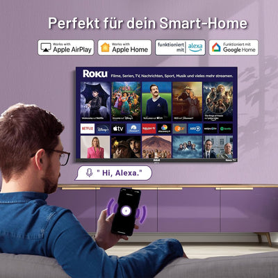 RCA Smart TV 32 Zoll (80cm) HD Fernseher Roku TV mit WLAN Triple Tuner (DVB-T/T2, DVB-C, DVB-S/S2) H