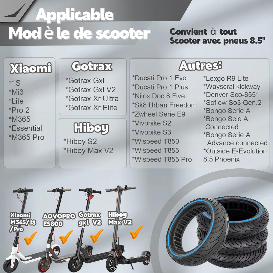 2 Stück Vollreifen, kompatibel mit 8,5 Zoll Elektroroller, 8 1/2 x 2 (50/75-6,1) Ersatzräder, Vollre
