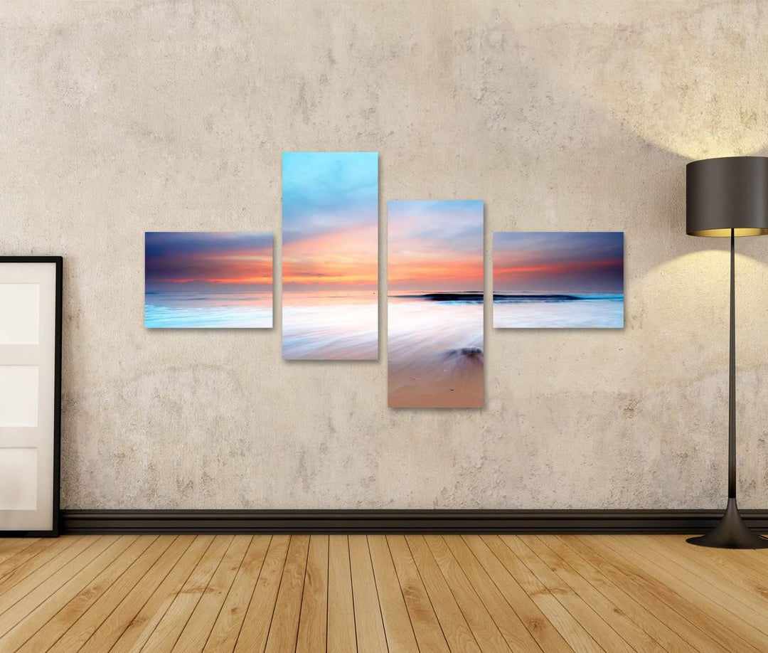 islandburner Bild auf Leinwand Sonnenuntergang Strand Meer Bilder Wandbilder Poster Leinwand 150x80c