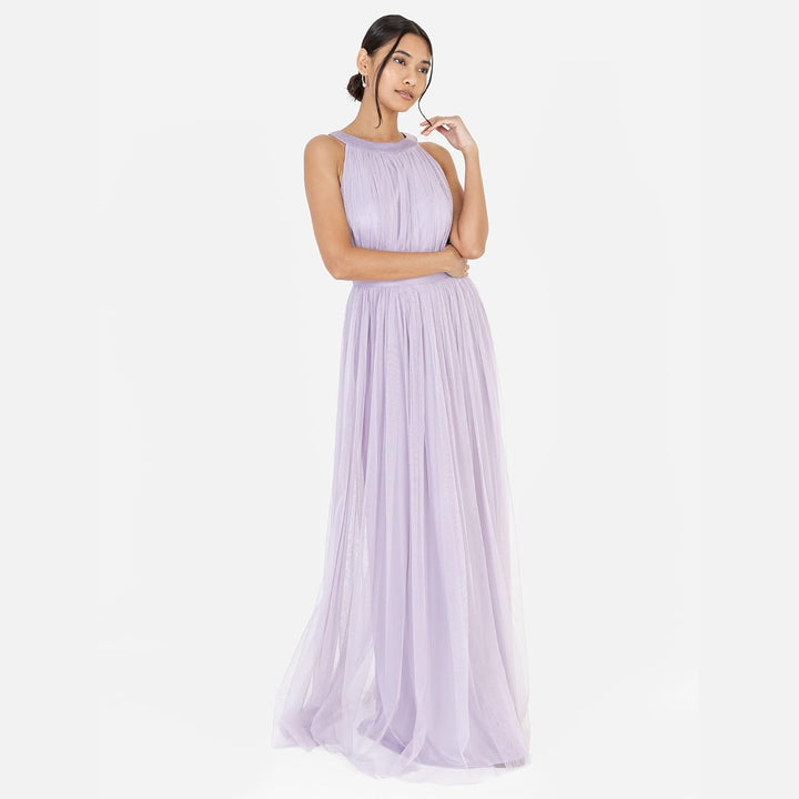 Anaya with Love Damen Ladies Maxi Dress for Women Halter Neck Long Sleeveless with Belt A Line Eveni