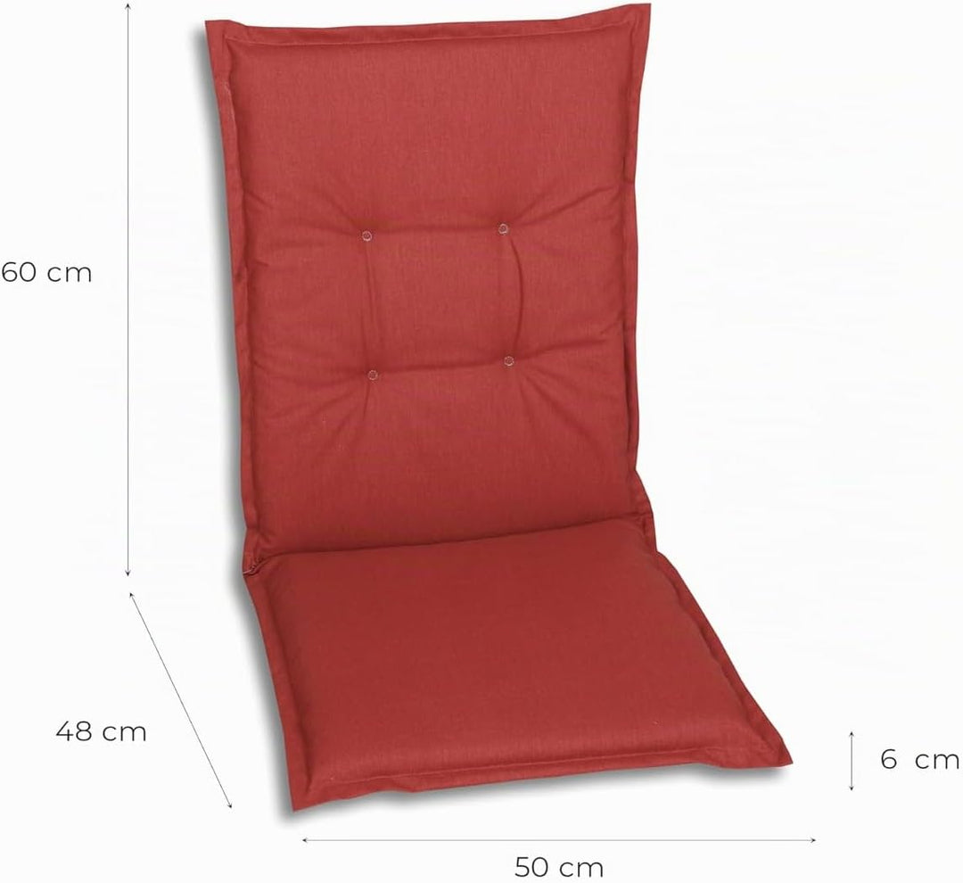 Bequeme und attraktive Polsterauflagen für Mittellehner-Gartenstühle (4er-Set, Raute rot, Mittellehn