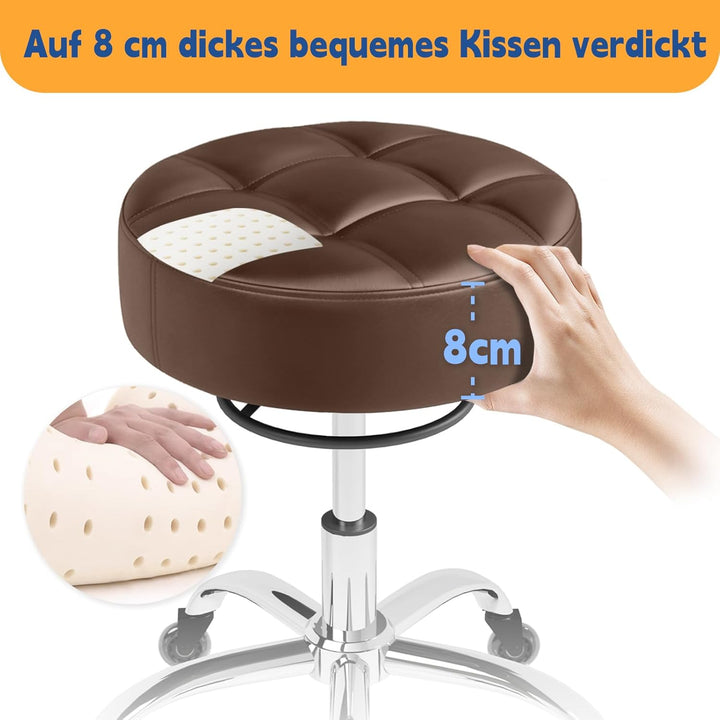 Rollhocker，Hocker höhenverstellbar mit ringheber，Dicker Schaumstoff für weichen Komfort，Stuhl mit ro