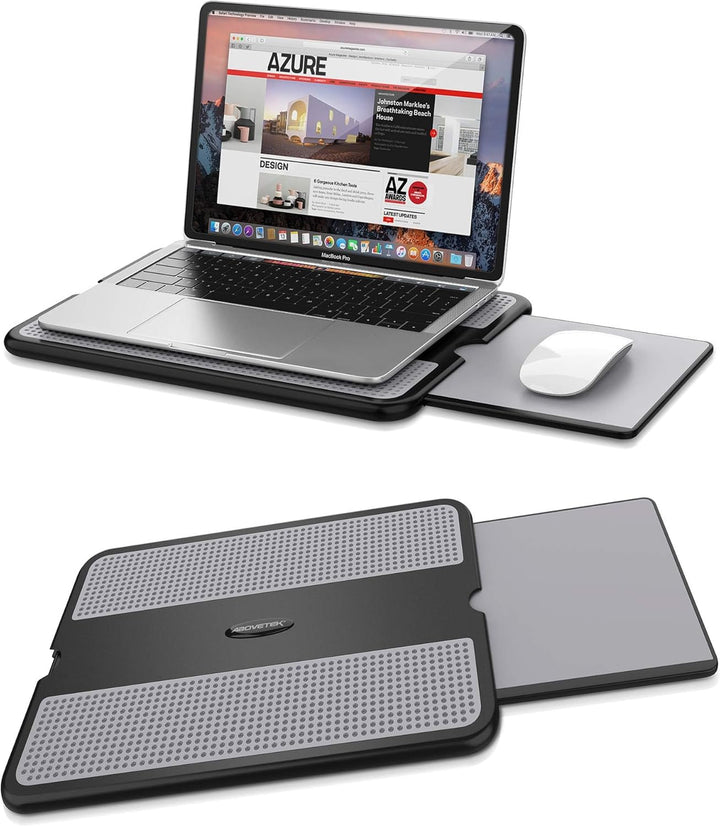 AboveTEK Tragbarer Laptopunterlage mit einklappbarem Mauspad-Tablett Links/rechts, Hitzeschutz Table