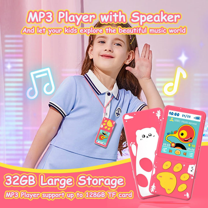 wiwoo Leitor de Mp3 para Crianças, Reprodutor de Mp3 Infantil, Reprodutor de Música com Videogame, G