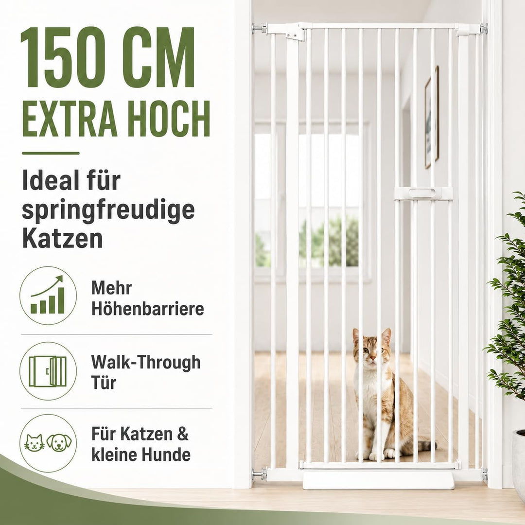 Türgitter 150cm ausziehbar mit Einhandgriff und Selbstschluss Höhe:150 Cm/76-85 Cm Breite, Höhe:150