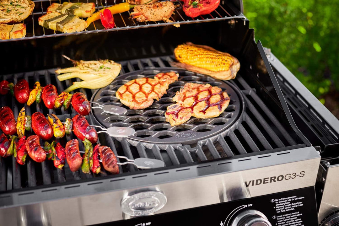 RÖSLE VARIO Grillrost RS, Hochwertiger Grillrost aus emailliertem Gusseisen, Grillbranding, 30 cm