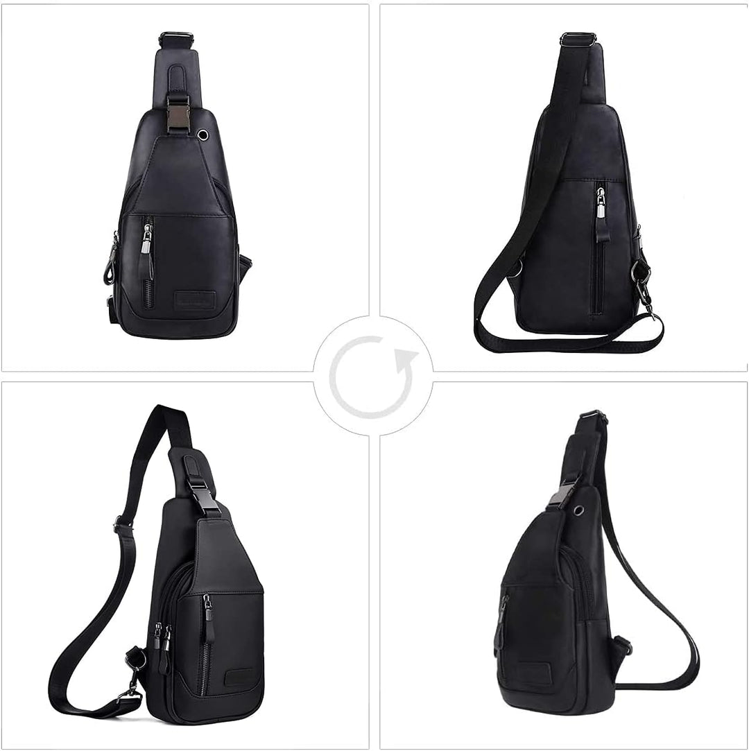 Leathario Brusttasche, Umhängetasche, Herren, echtes Leder, Schultertasche, Sporttasche, Freizeittas