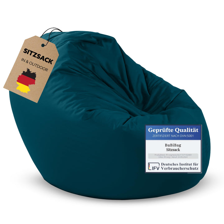 BuBiBag 2in1 Sitzsack L - XXL mit Füllung für Kinder &amp; Erwachsene, Gaming Beanbag &amp; Bodenkissen für