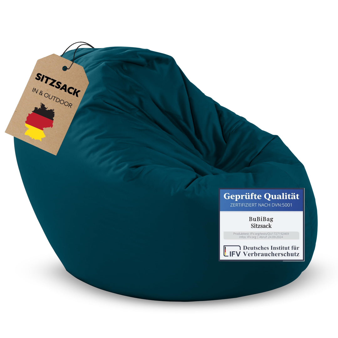BuBiBag 2in1 Sitzsack L - XXL mit Füllung für Kinder &amp; Erwachsene, Gaming Beanbag &amp; Bodenkissen für