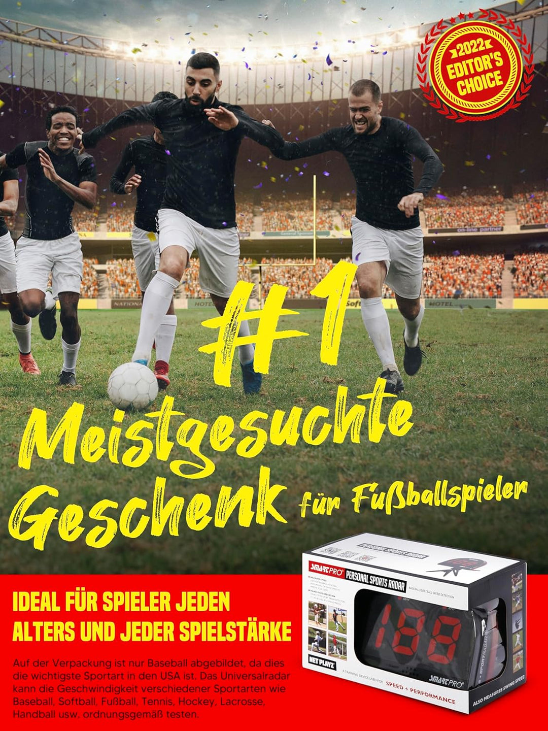 NET PLAYZ Fussballradare, Trainingsgeräte mit Geschwindigkeitssensoren | Fussball Geschenke, Hightec