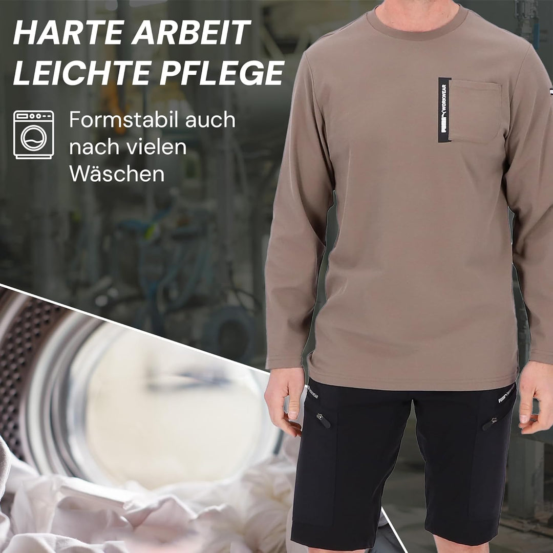 PUMA Workwear Advanced Kollektion - Longsleeve Herren Pullover - Brusttasche und Utility Fach an der