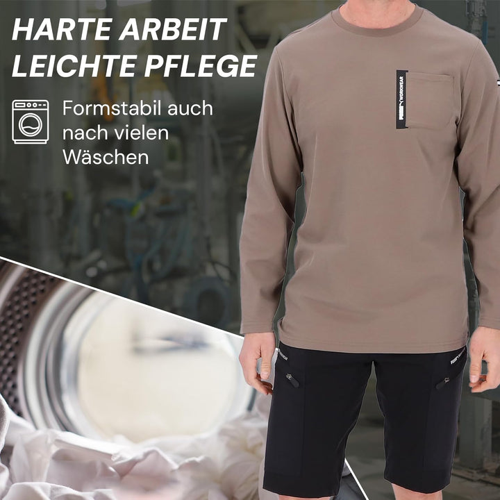 PUMA Workwear Advanced Kollektion - Longsleeve Herren Pullover - Brusttasche und Utility Fach an der