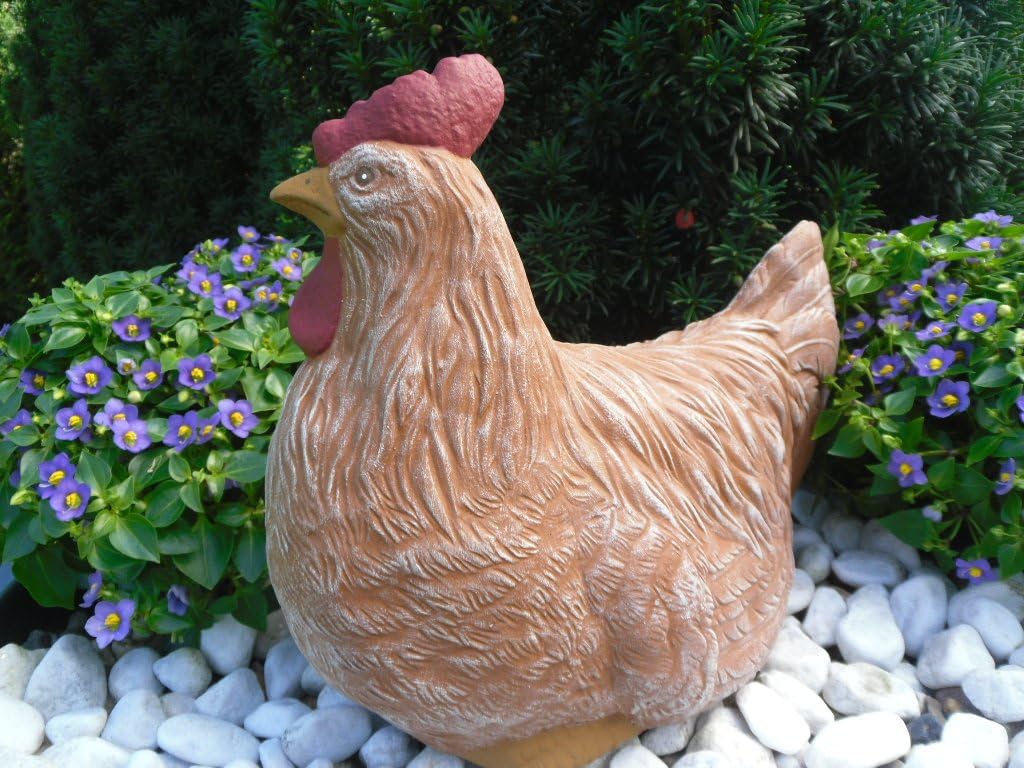 STEINFIGUREN SPICKER Steinfigur Huhn, 135/3 Gartenfigur Steinguss Tierfigur Terrakotta Patina