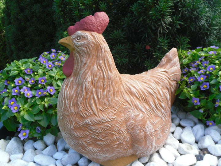 STEINFIGUREN SPICKER Steinfigur Huhn, 135/3 Gartenfigur Steinguss Tierfigur Terrakotta Patina