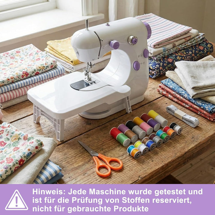 BRICH Mini Nähmaschine mit Dual-Speed, Tragbar mit Ausziehtisch, Elektrische nähmaschine anfänger, N