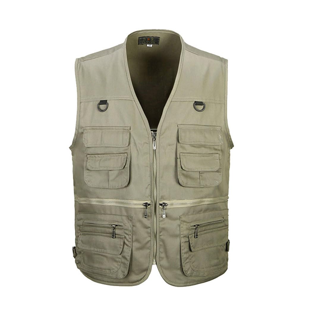 Herren Outdoor Ärmellos Weste Freizeit Angler Camping Wandern Weste mit Vielen Praktischen Taschen X