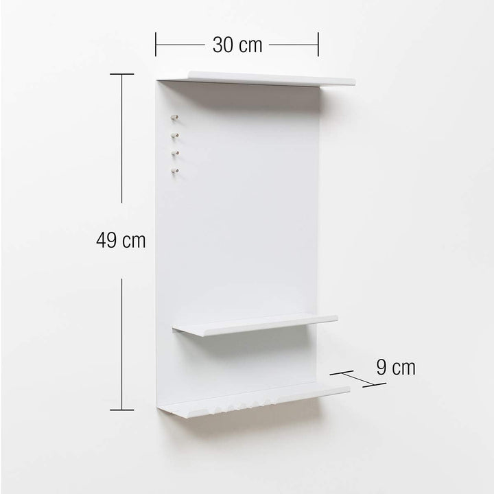 byde Wandorganizer Hele aus Stahlstruktur. 30 x 9 x 49 cm 3-in-1 Wandregal mit Magnettafel und Magne