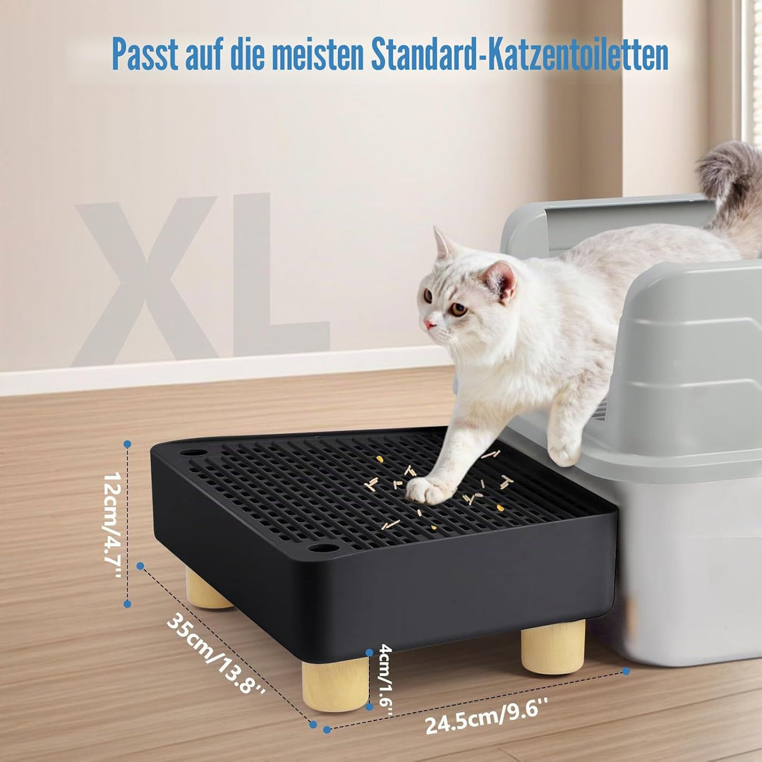 Katzentoilettenrampe, Katzen Treppen & Stufen mit Holzfüsse Filterfunktion, leicht zu reinigender Ti
