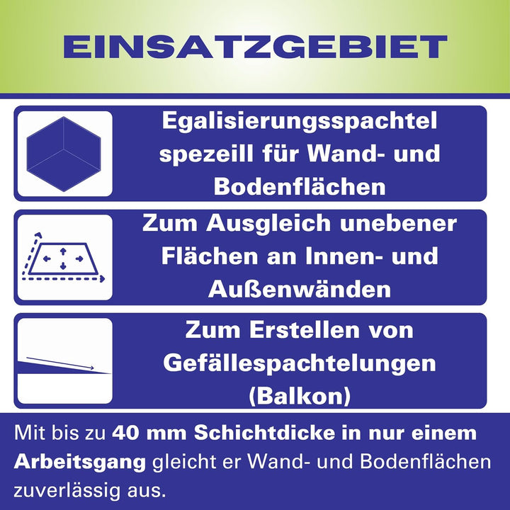 Ausgleichsmörtel - Egalisierung von Flächen - für Balkone, Wände innen und aussen - auf zement-Basis