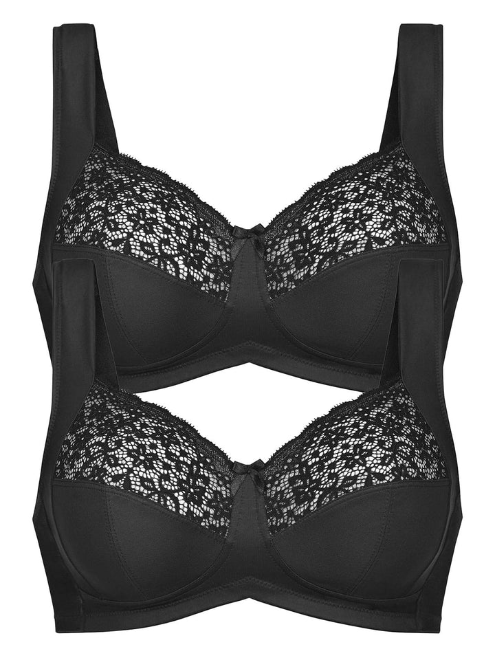 Anita 2er Pack Entlastungs BH ohne Bügel Havanna 5813 75A Schwarz, 75A Schwarz