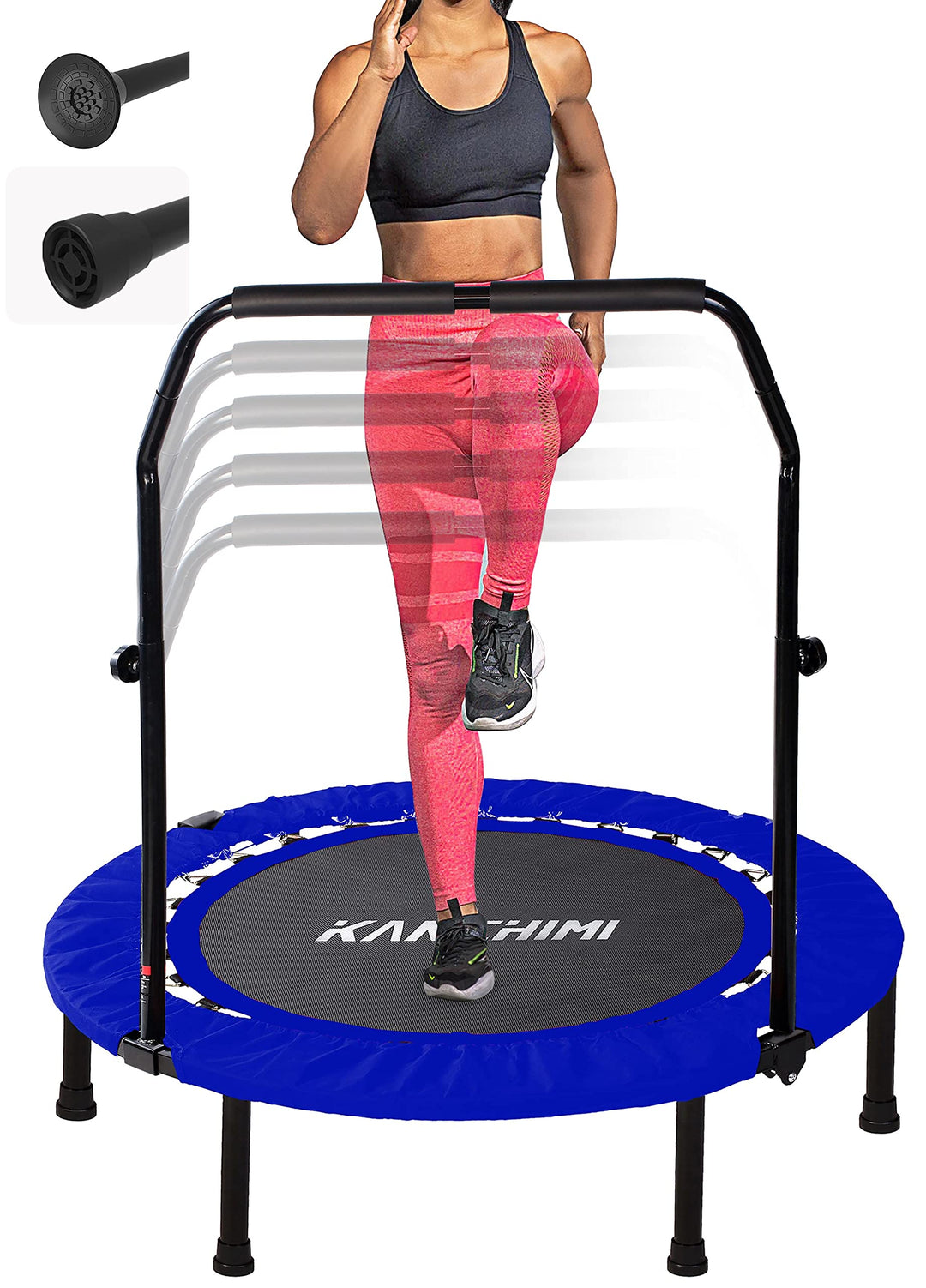 Kanchimi Faltbar Mini Fitness Indoor Exercise Workout Rebounder Sport Trampolin mit Griff, 8 Blau