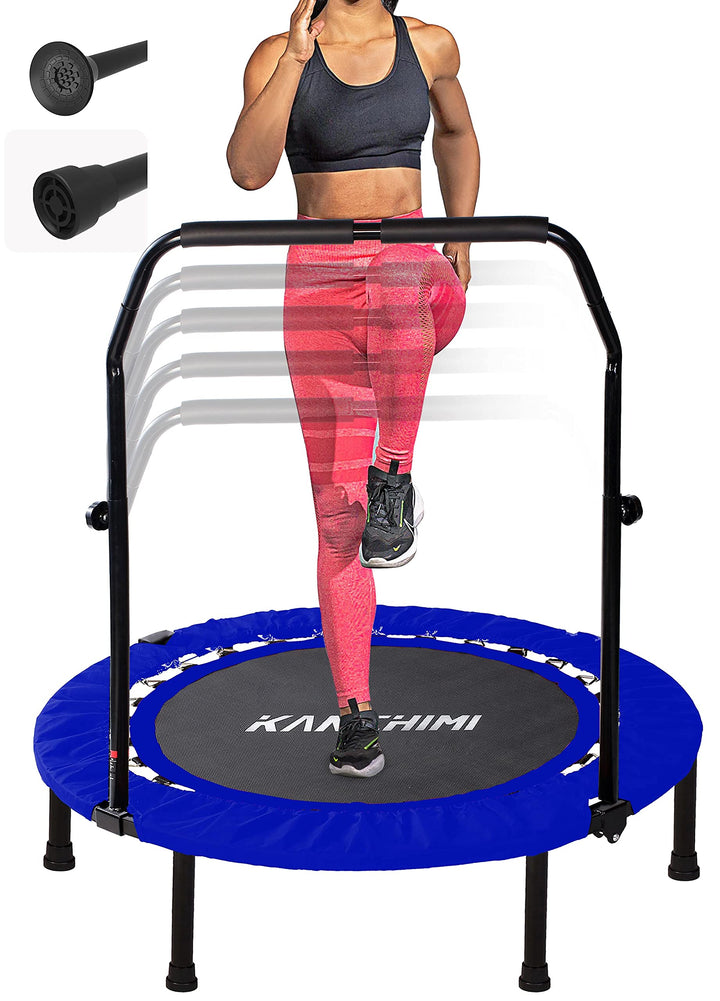 Kanchimi Faltbar Mini Fitness Indoor Exercise Workout Rebounder Sport Trampolin mit Griff, 8 Blau