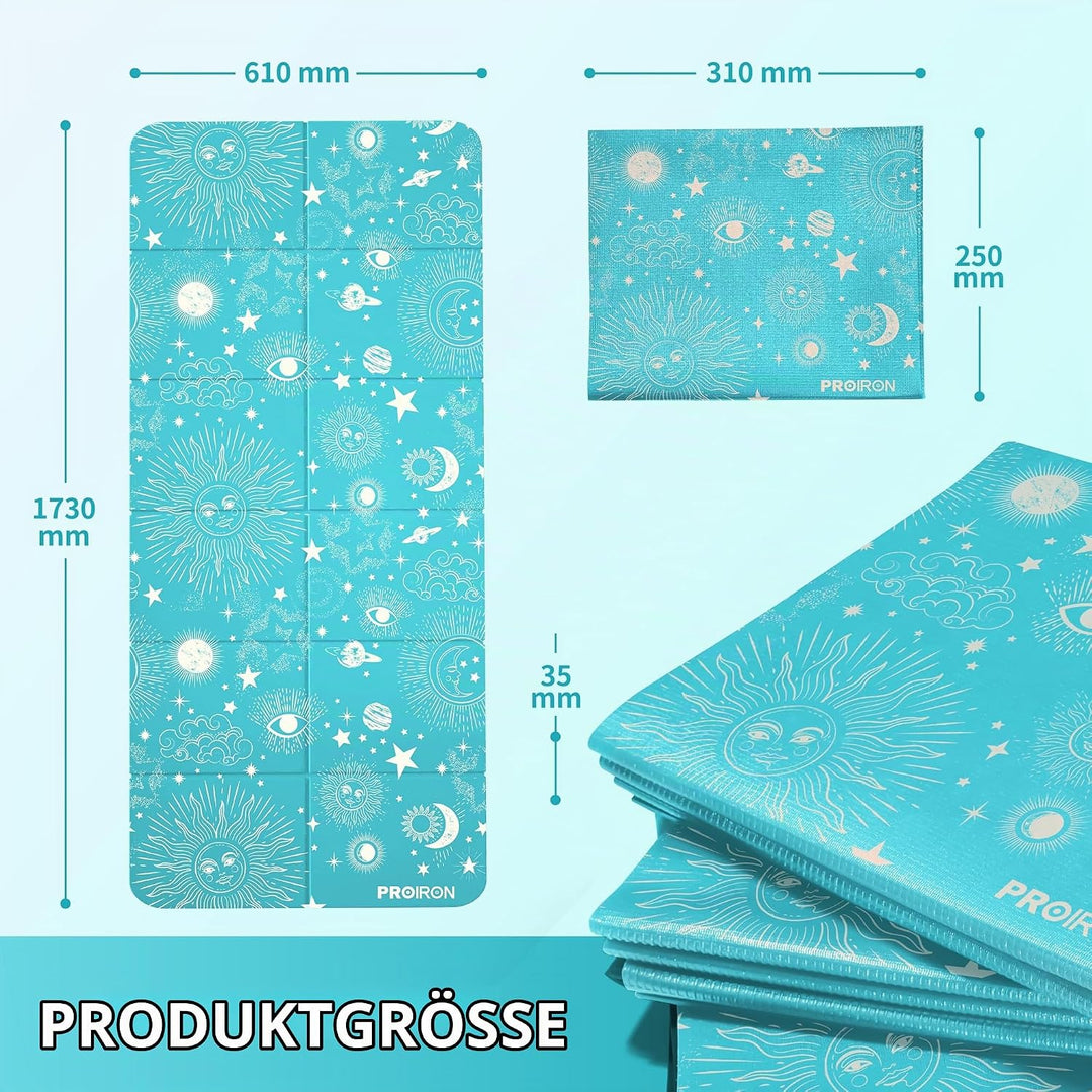 PROIRON Yogamatte Faltbar, Reise Yogamatte rutschfest &amp; leicht 173cm x 61cm x 5mm, Gymnastikmatte mi