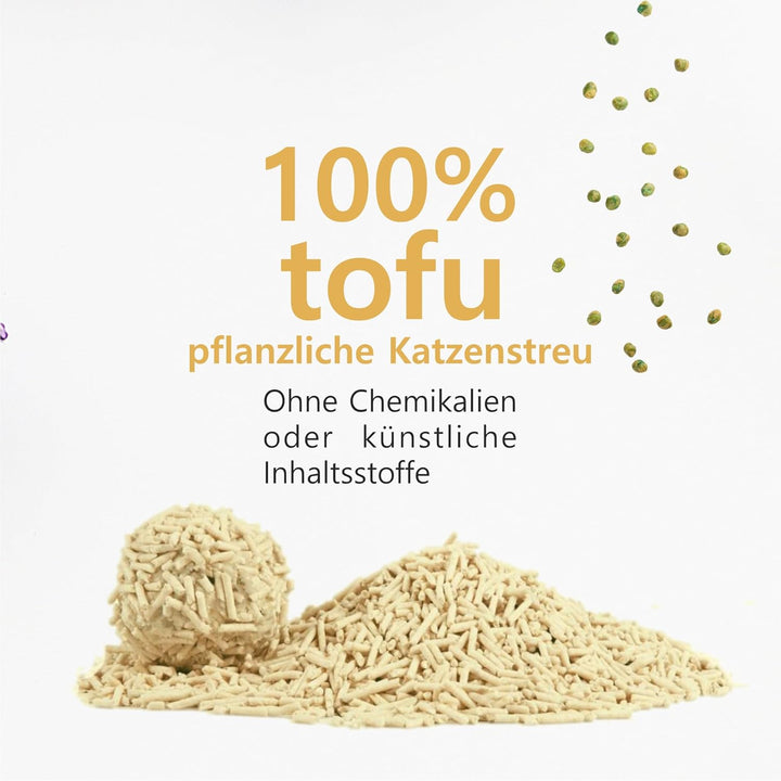 Tofu Katzenstreu (18 l/7,5 kg), natürlich und biologisch abbaubar, sofortige Bindemittel, staubarm,