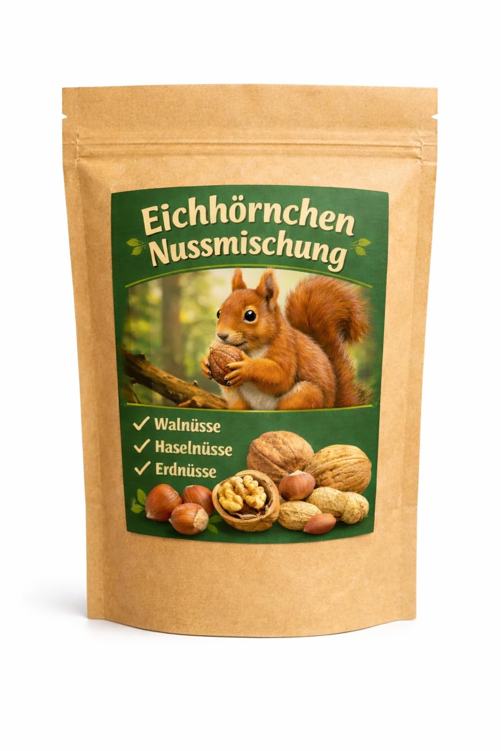 Premium Eichhörnchen Nussmischung mit Walnüsse, Haselnüsse und Erdnüsse, Premium Wildtier Futter Eic