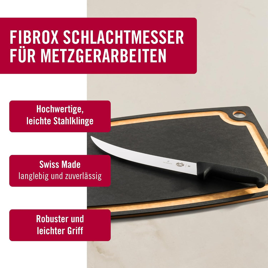Victorinox Fibrox Schlachtmesser, Langes Zerlegemesser zum Zerteilen grosser Fleischstücke, 25 cm, G