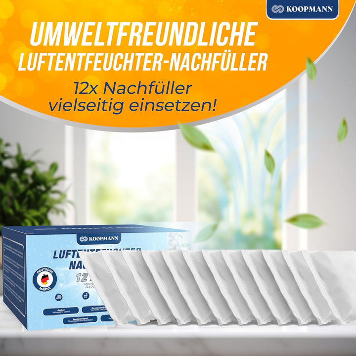 12x Luftentfeuchter Granulat 400g Nachfüllbeutel Set - Nachfüllpack für alle Luftentfeuchter Entfeuc