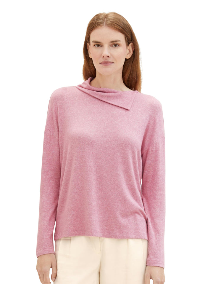 TOM TAILOR Damen Longsleeve T-Shirt S 33966 - Dusty Vanda Melange, S 33966 - Dusty Vanda Melange