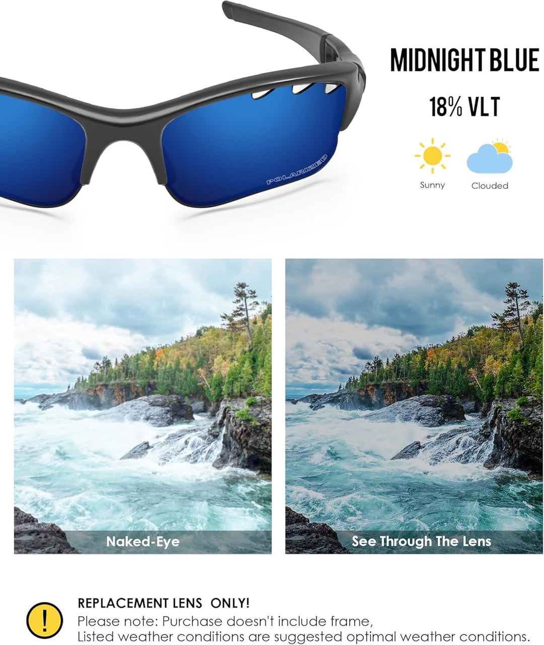 BlazerBuck Anti-salz Polarisierte Ersatzgläser für Oakley Flak Jacket XLJ Entlüftet Mitternachtsblau