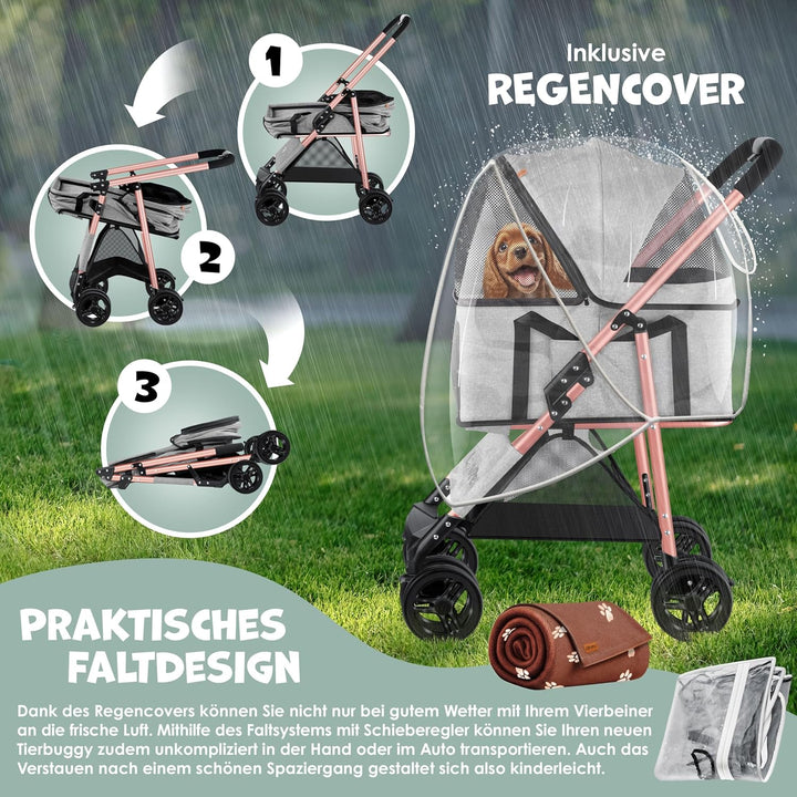 LOVPET® Hundewagen 2in1 Hundebuggy Hundebox Transporttasche Faltbar klappbar bis 20kg Haustiere Bugg