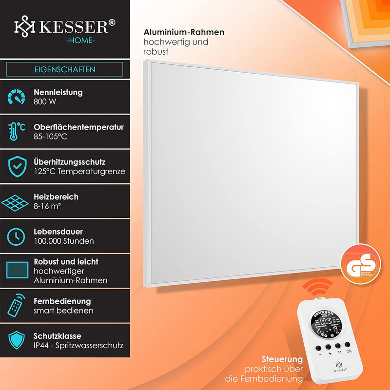 KESSER® Infrarotheizung Mit Thermostat Infrarotheizkörper Elektroheizung Infrarot Heizung Wandheizun