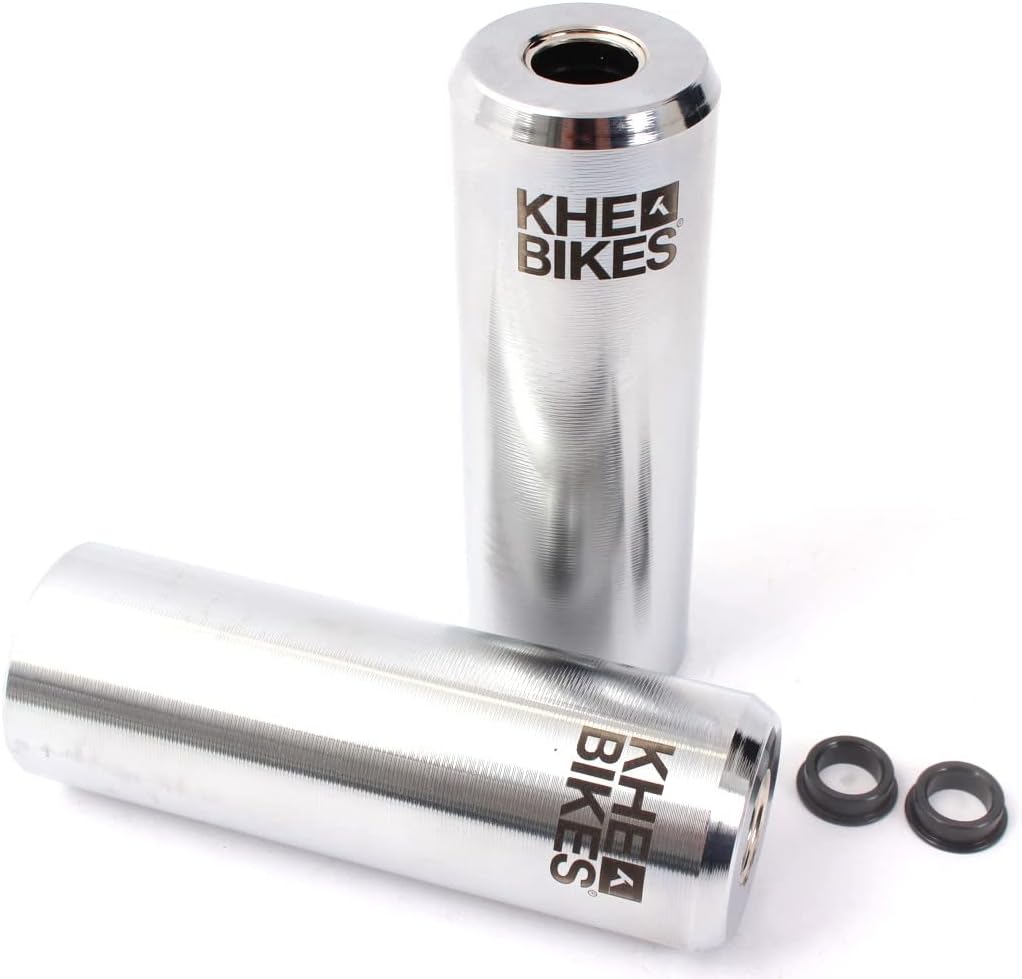 KHEbikes KHE CNC PRO BMX Pegs 10mm 14mm Silber Chrom 492g mit Adapter und Laser Logo
