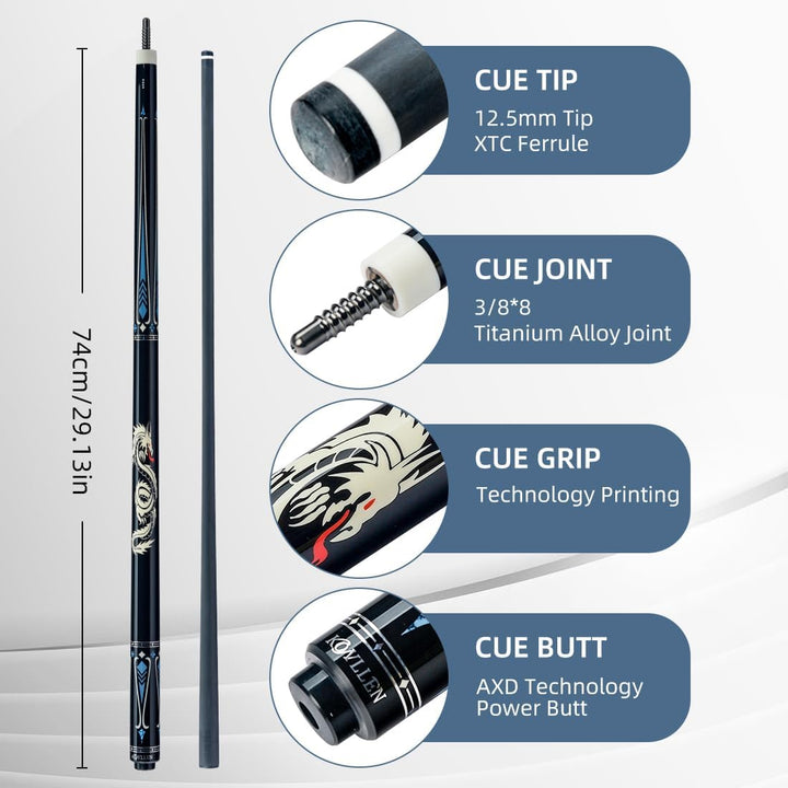 KONLLEN Carbon Fiber Pool Queue Wrapless Dragon Professional (Full Carbon Technology Low Deflection