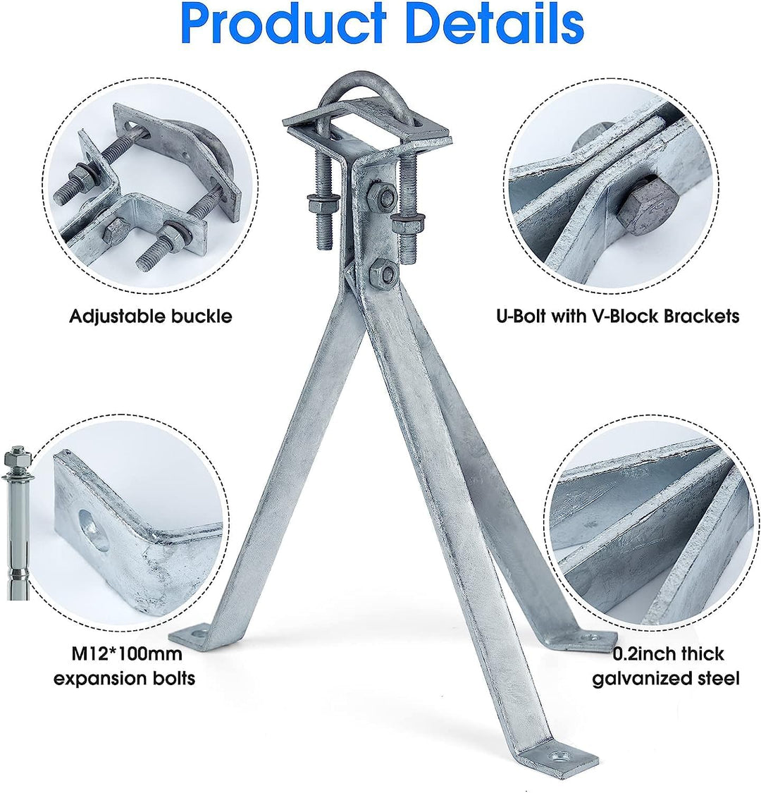 Windproof Stand Off Wall Mast Mount Satellite Dish Mounts (1 Pair Mount (3-Leg + 2-Leg), 35cm)