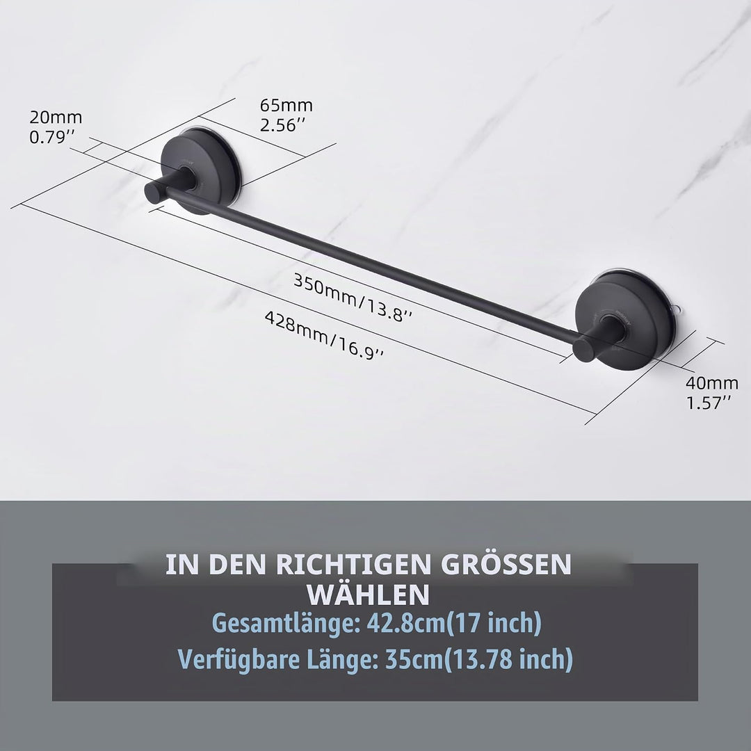 YOHOM 42,8cm Handtuchstange Saugnapf Ohne Bohren Handtuchhalterung Saugnapf Bad Handtuchstange Vakuu