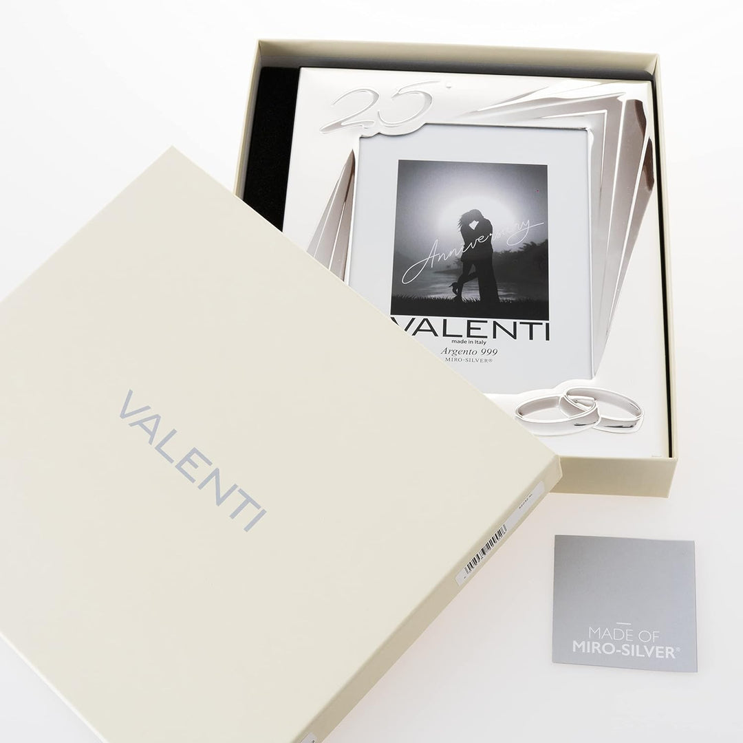Valenti&Co - Silber Bilderrahmen 13x18 cm Silberhochzeit - 25 Jahre Ehe oder für das fünfundzwanzigs